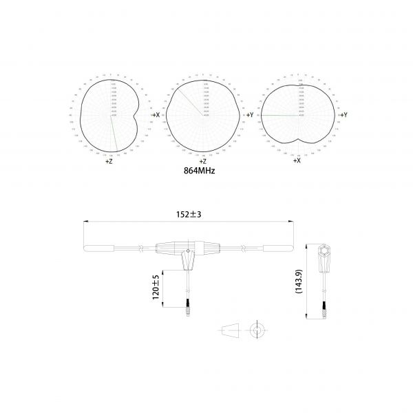 FrSky 900MHz MMCX Dipole T Antenna for R9 Receiver